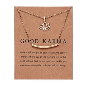 Good Karma Lotus & Bar Double Necklace